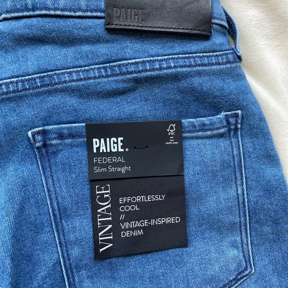 PAIGE Federal Slim Straight Men’s Jeans – Size 28, Vintage-Inspired Wash - Picture 3 of 6